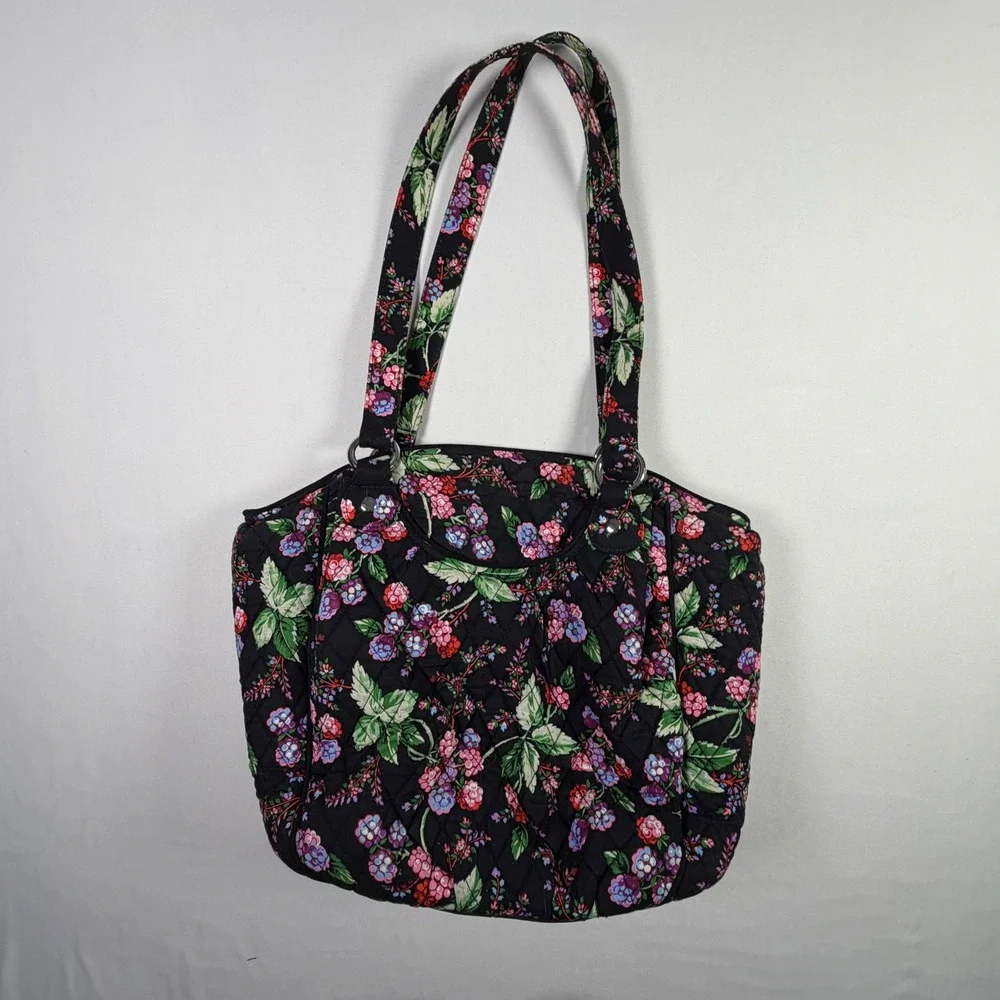 Vera Bradley Glenna Satchel Berry Burst Floral Quilted Shoulder Bag Cottagecore